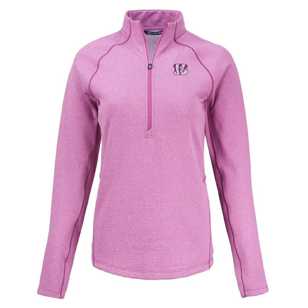 Cincinnati Bengals Cutter & Buck Women's Peshastin Eco Fleece Recycled Half-Zip Top - Pink outlet