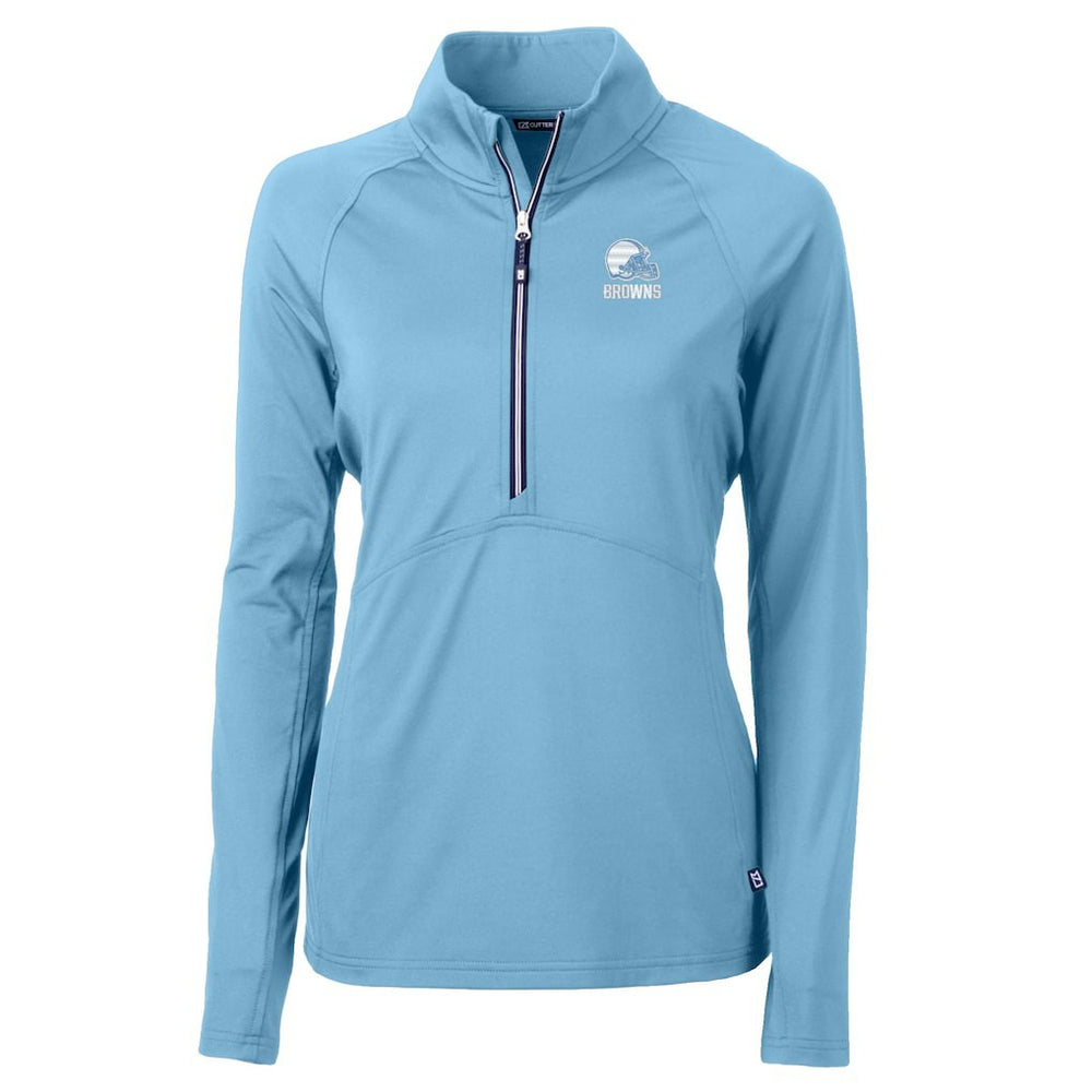 Cleveland Browns Cutter & Buck Women's Adapt Eco Knit Stretch Recycled Half-Zip Top - Powder Blue for sale