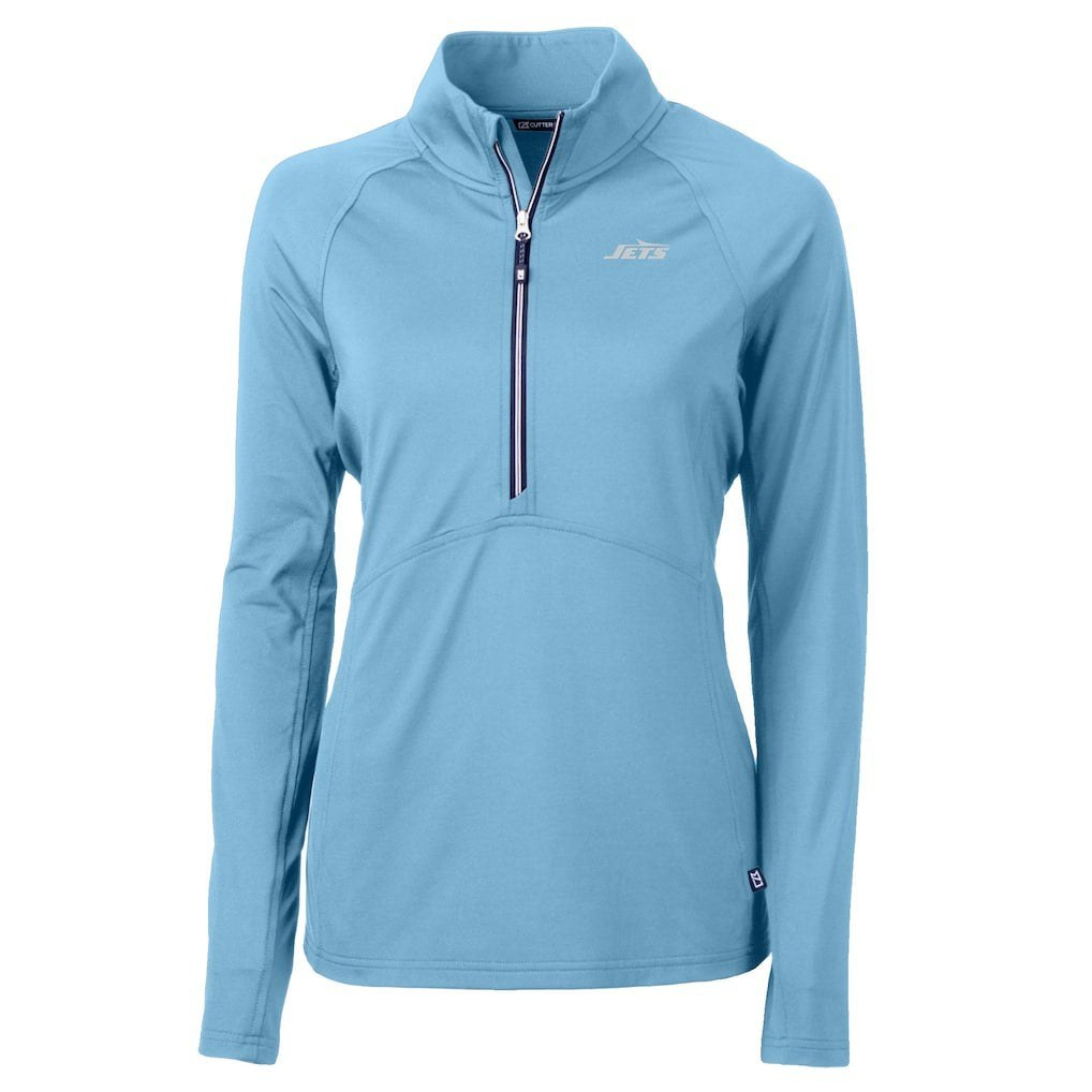 New York Jets Cutter & Buck Women's Adapt Eco Knit Stretch Recycled Half-Zip Top - Powder Blue outlet