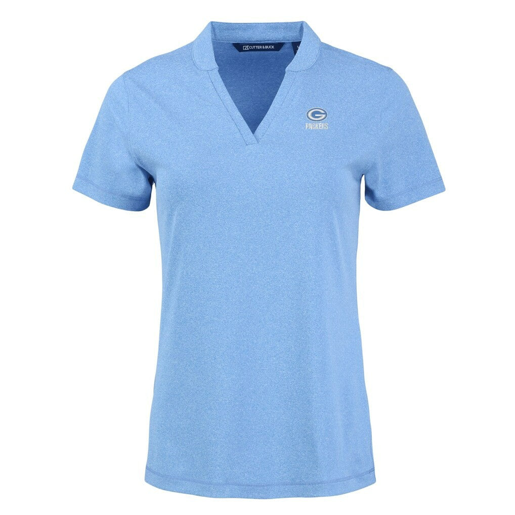 Green Bay Packers Cutter & Buck Women's Forge Heathered Stretch Blade Top - Powder Blue for sale