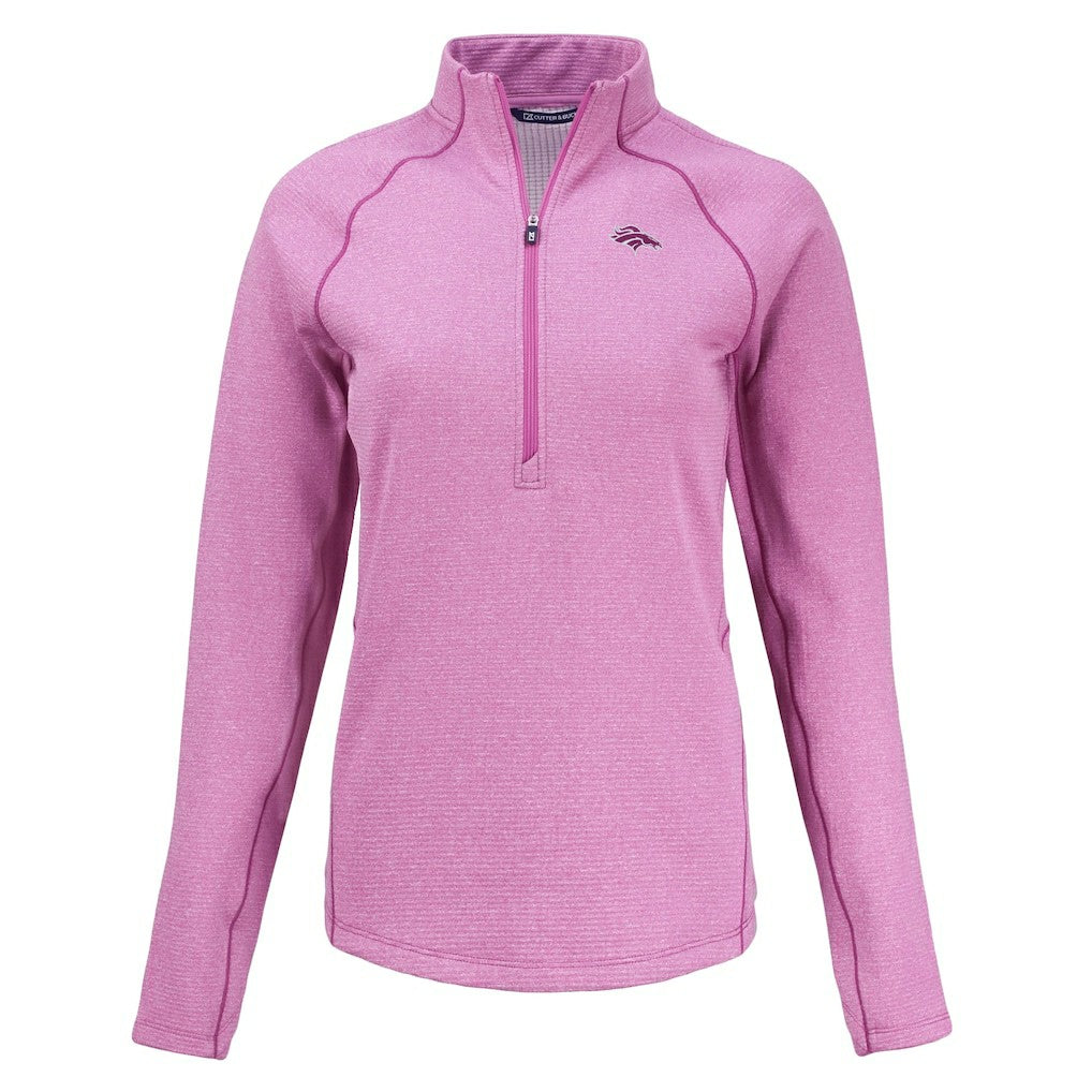 Denver Broncos Cutter & Buck Women's Peshastin Eco Fleece Recycled Half-Zip Top - Pink on sale