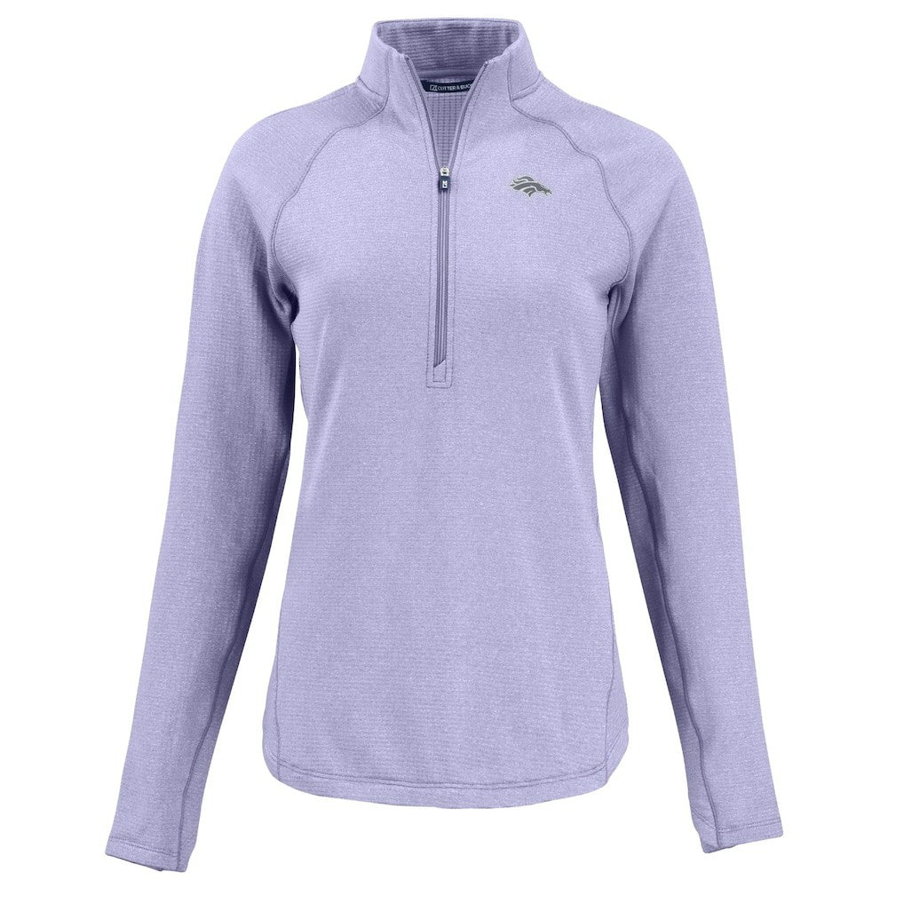 Denver Broncos Cutter & Buck Women's Peshastin Eco Fleece Recycled Half-Zip Top - Purple discount