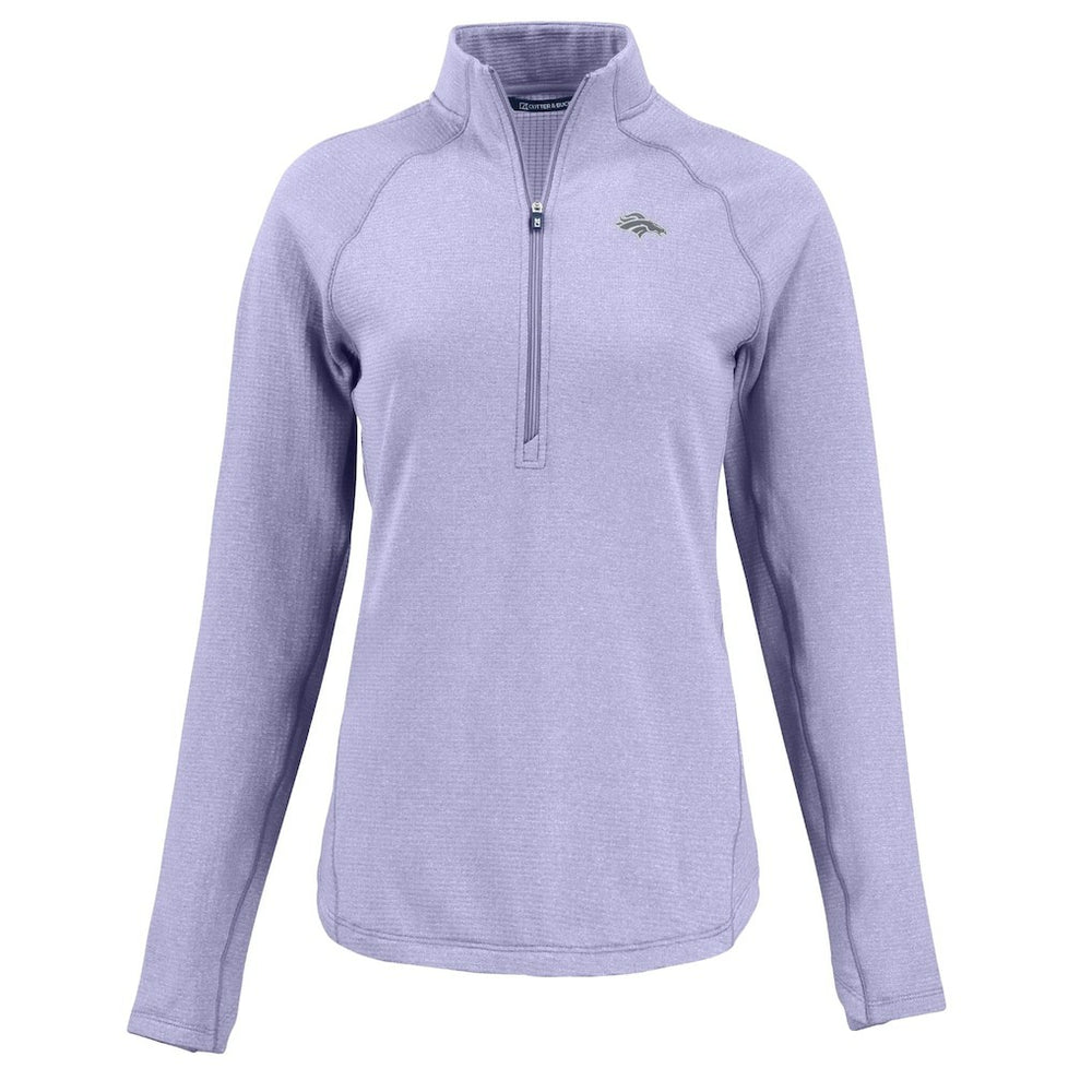 Denver Broncos Cutter & Buck Women's Peshastin Eco Fleece Recycled Half-Zip Top - Purple discount