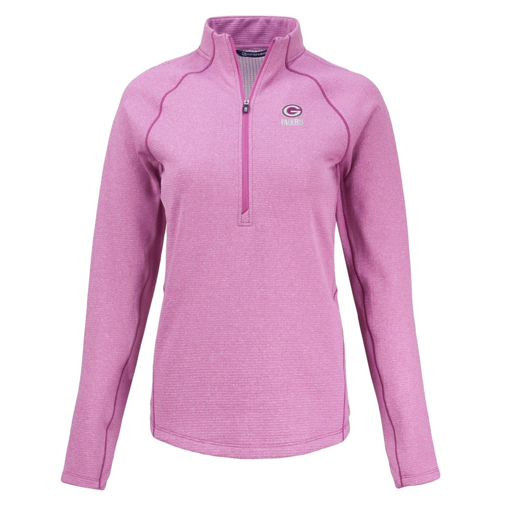 Green Bay Packers Cutter & Buck Women's Peshastin Eco Fleece Recycled Half-Zip Top - Pink online