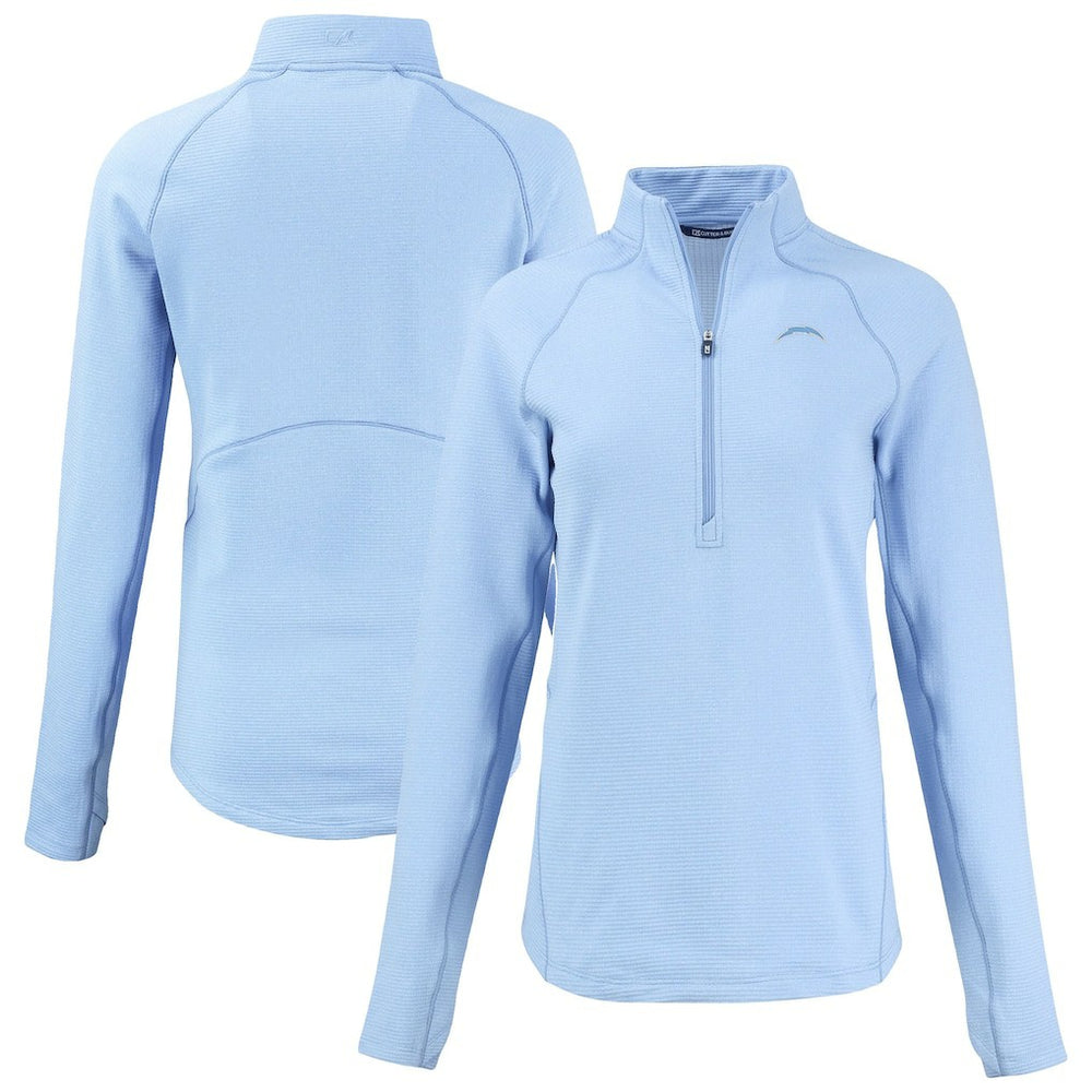 Los Angeles Chargers Cutter & Buck Women's Peshastin Eco Fleece Recycled Half-Zip Top - Powder Blue online