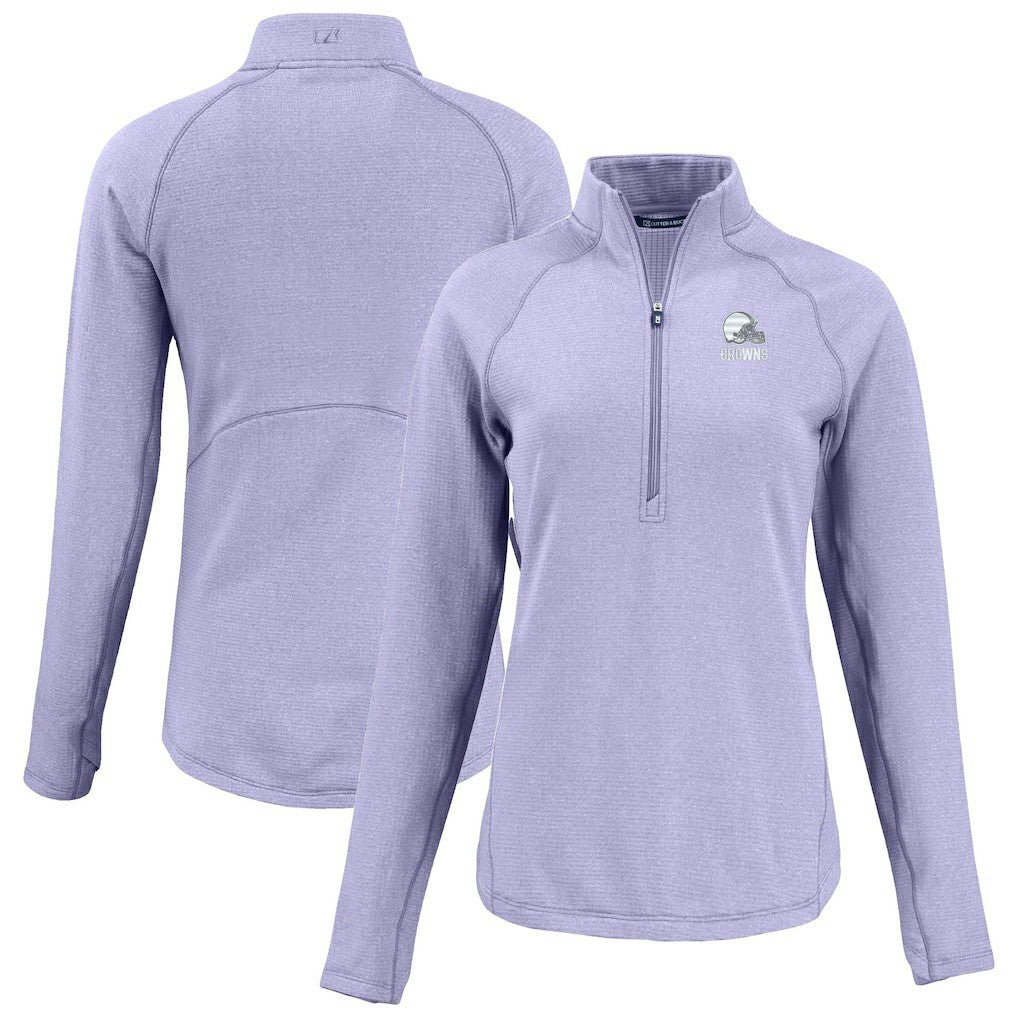 Cleveland Browns Cutter & Buck Women's Peshastin Eco Fleece Recycled Half-Zip Top - Purple cheap