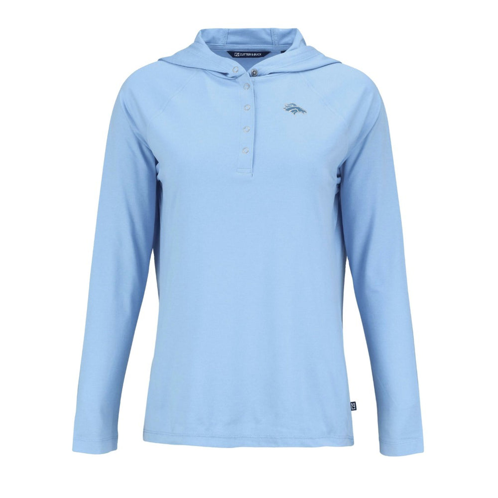 Denver Broncos Cutter & Buck Women's Coastline Epic Comfort Eco Recycled Long Sleeve Hoodie T-Shirt - Powder Blue online
