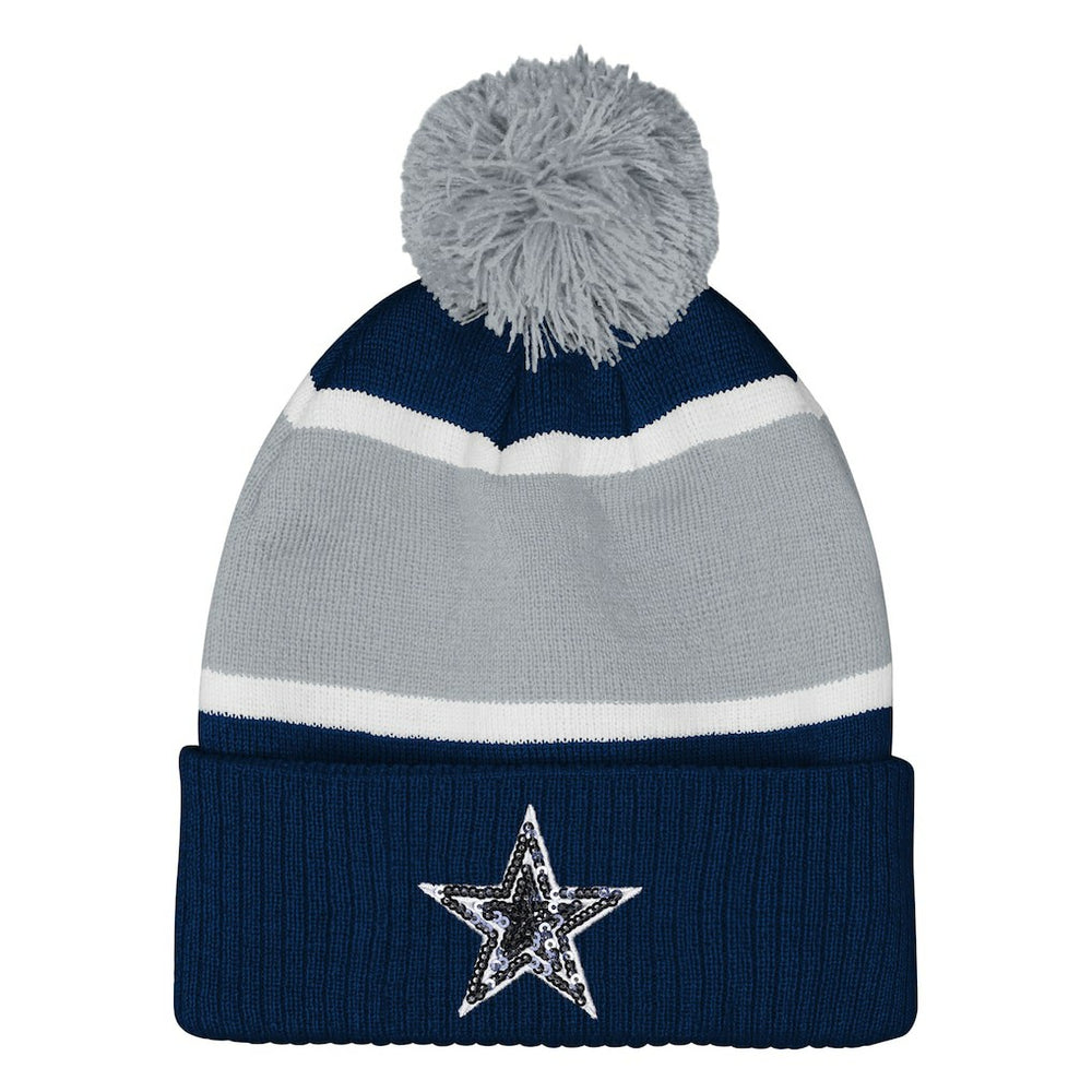 Dallas Cowboys Outerstuff Girls Youth Let's Play Cuffed Knit Hat with Pom - Navy on sale