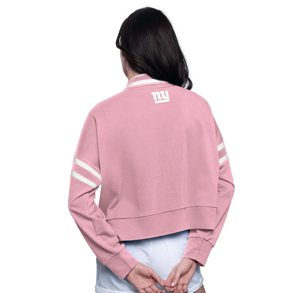 New York Giants Starter Women's Power Play Cropped Pullover Sweatshirt - Pink outlet