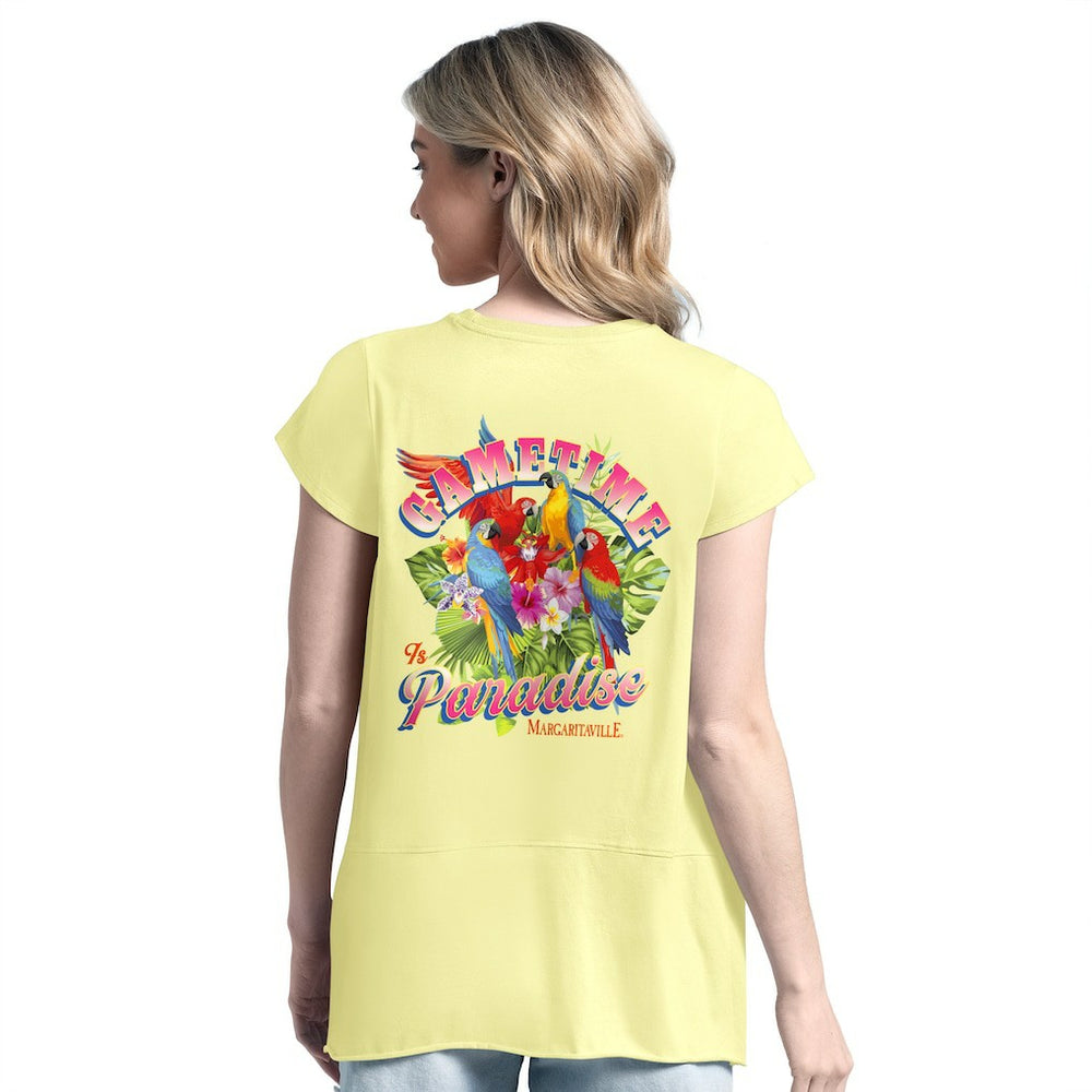 New Orleans Saints Margaritaville Women's Gametime Is Paradise T-Shirt - Yellow on sale