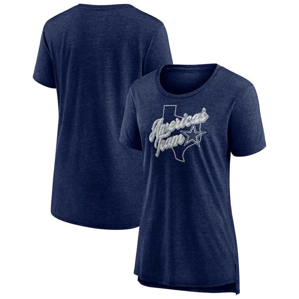 Dallas Cowboys Women's First Down Distressed Tri-Blend T-Shirt - Navy cheap