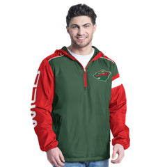 Minnesota Wild G-III Sports by Carl Banks Lateral Half-Zip Hoodie Jacket - Green/Red Hoodies