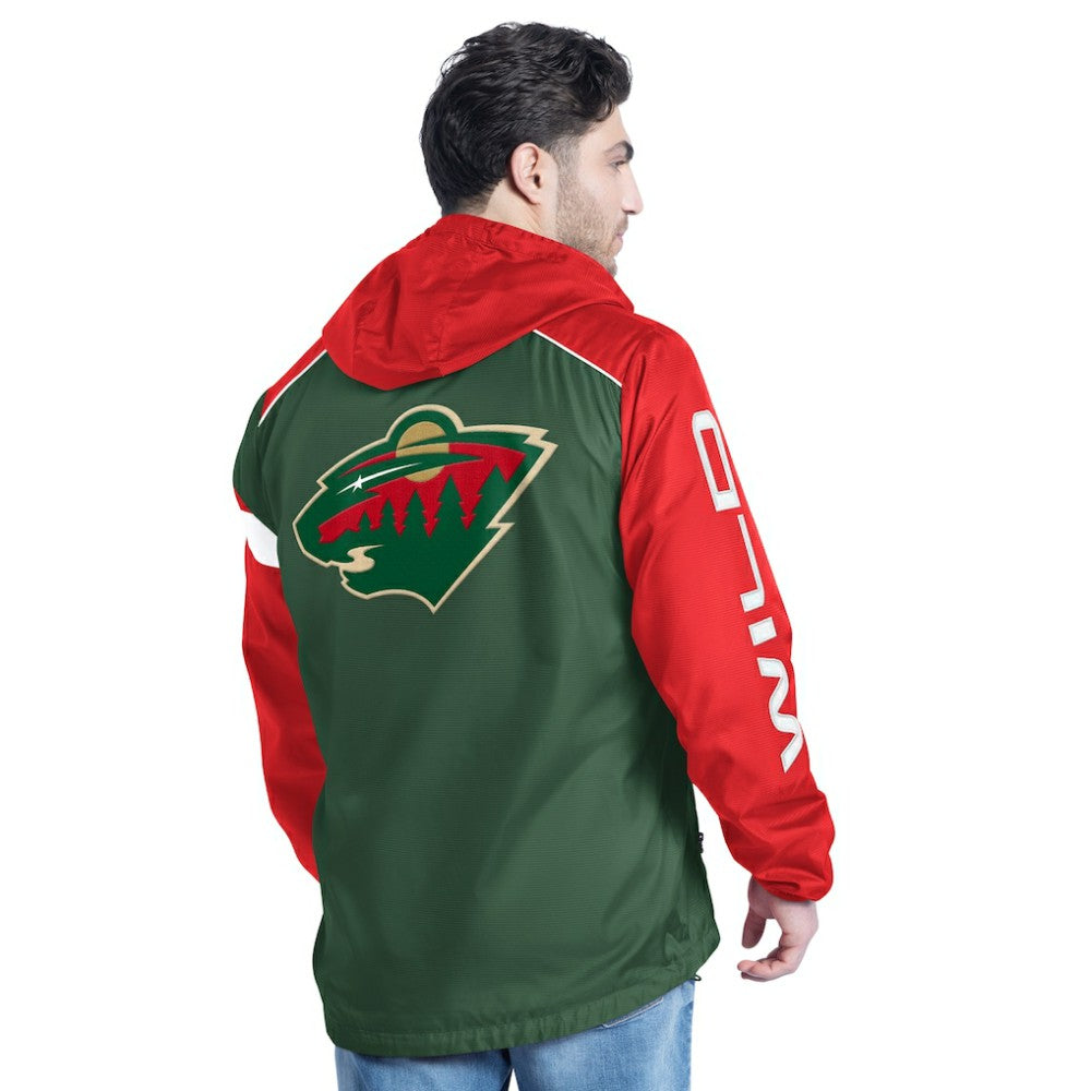 Minnesota Wild G-III Sports by Carl Banks Lateral Half-Zip Hoodie Jacket - Green/Red Hoodies