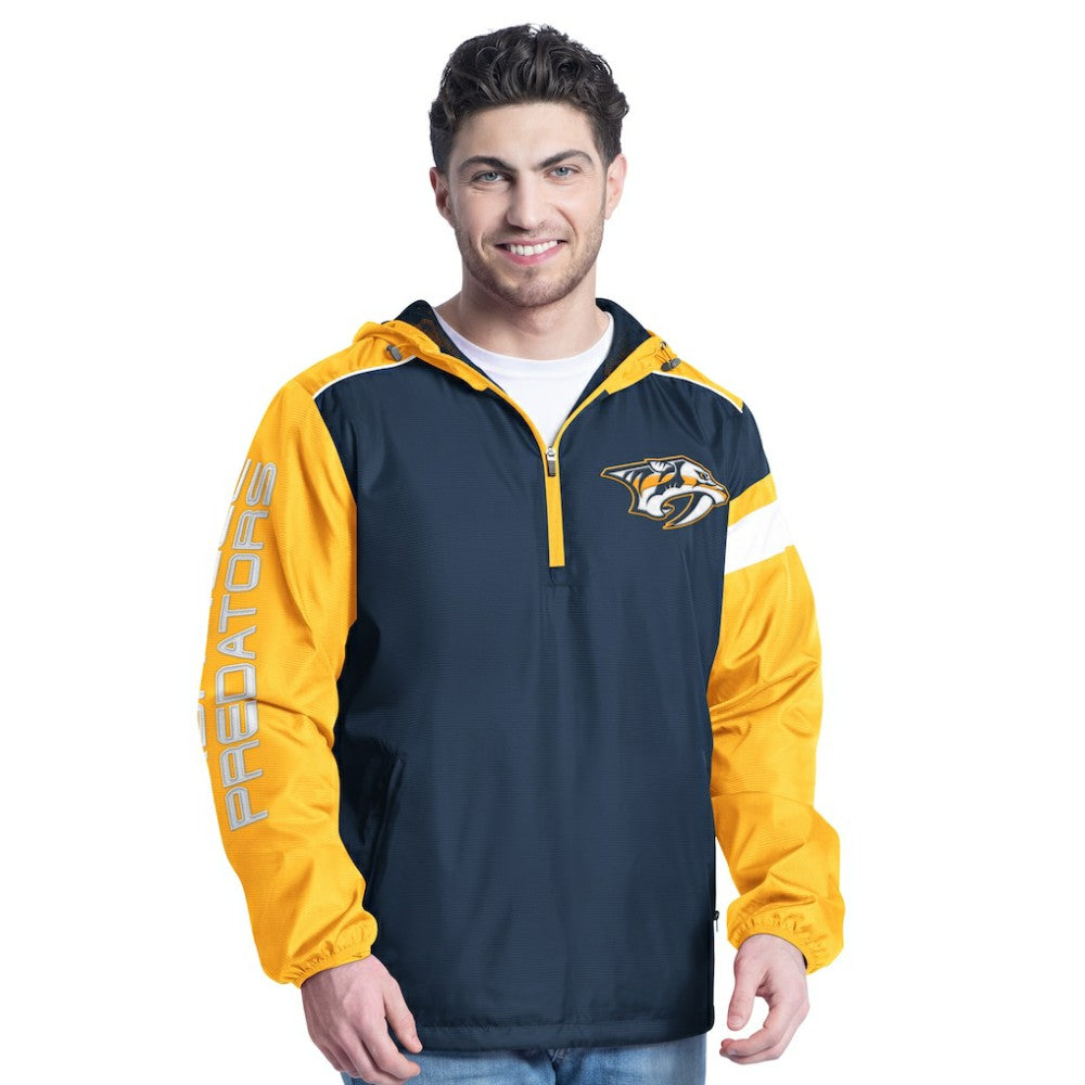 Nashville Predators G-III Sports by Carl Banks Lateral Half-Zip Hoodie Jacket - Navy/Gold Hoodies