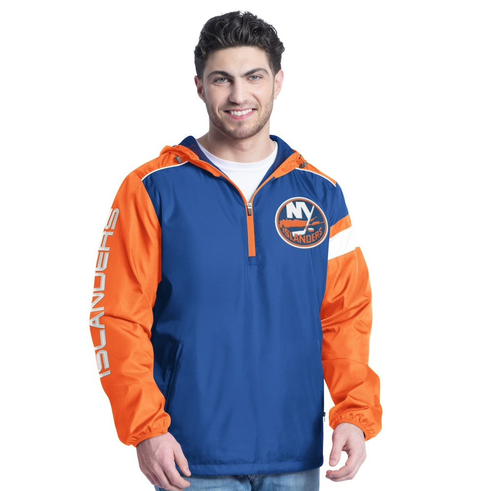 New York Islanders G-III Sports by Carl Banks Lateral Half-Zip Hoodie Jacket - Royal/Orange Hoodies