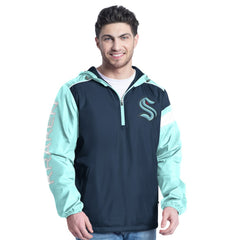 Seattle Kraken G-III Sports by Carl Banks Lateral Half-Zip Hoodie Jacket - Deep Sea Blue/Light Blue Hoodies