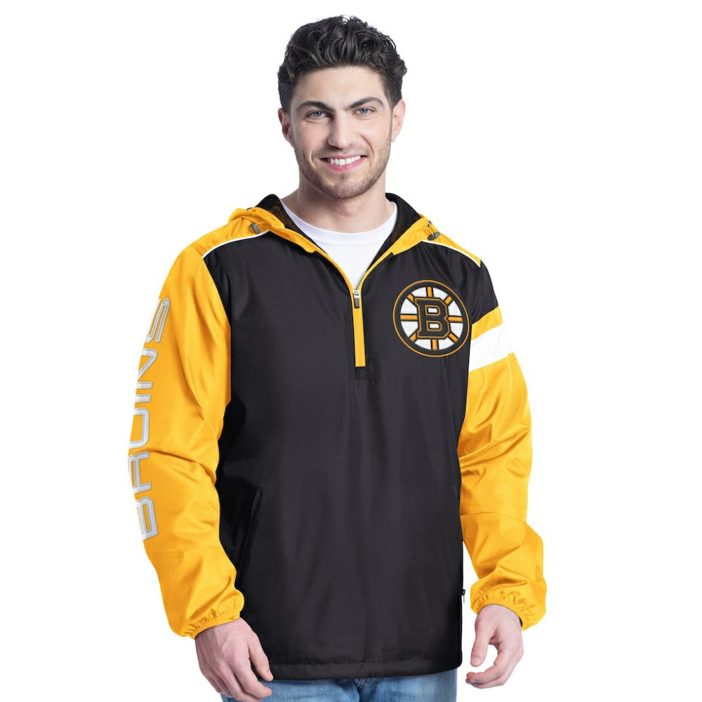 Boston Bruins G-III Sports by Carl Banks Lateral Half-Zip Hoodie Jacket - Black/Gold Hoodies