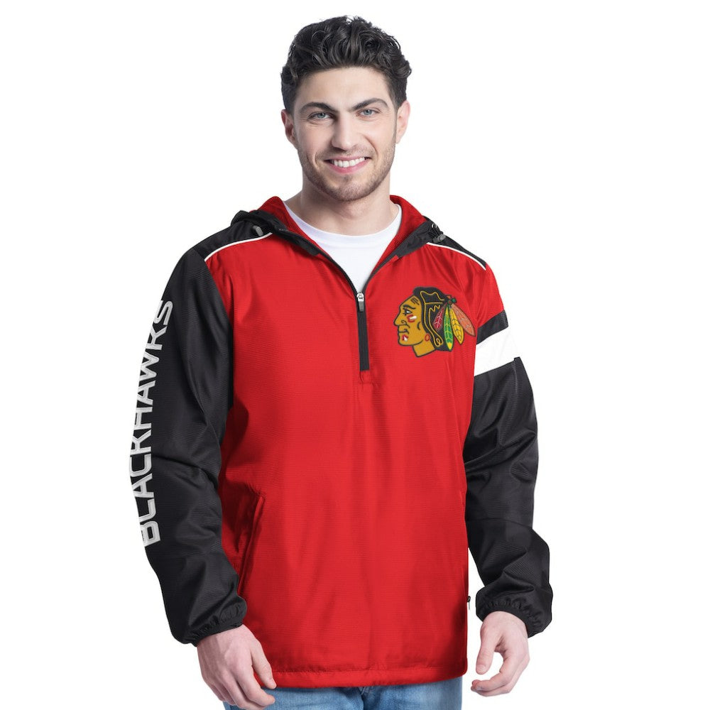 Chicago Blackhawks G-III Sports by Carl Banks Lateral Half-Zip Hoodie Jacket - Red/Black Hoodies