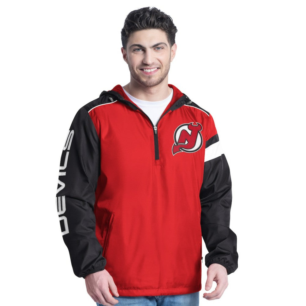 New Jersey Devils G-III Sports by Carl Banks Lateral Half-Zip Hoodie Jacket - Red/Black Jerseys
