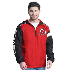 New Jersey Devils G-III Sports by Carl Banks Lateral Half-Zip Hoodie Jacket - Red/Black Jerseys