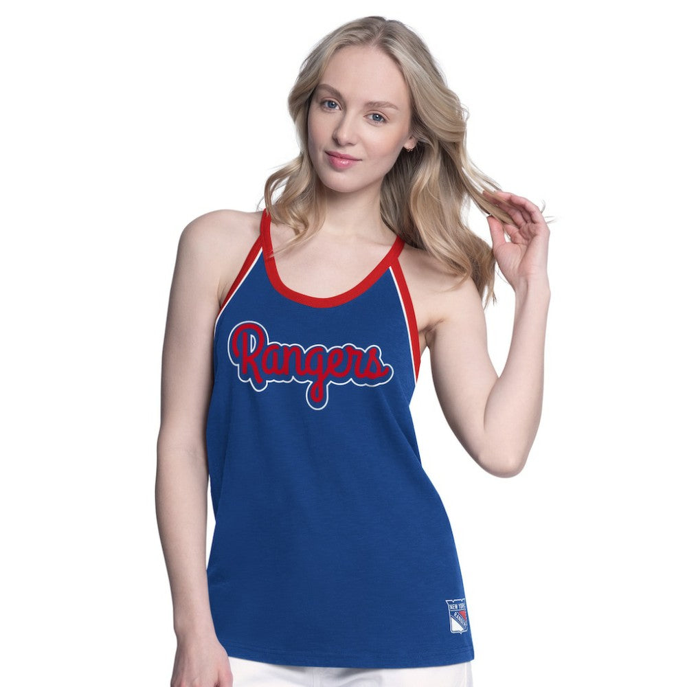 New York Rangers G-III 4Her by Carl Banks Women's Curveball Racerback Scoop Neck Slub Tank Top - Blue Tank Top