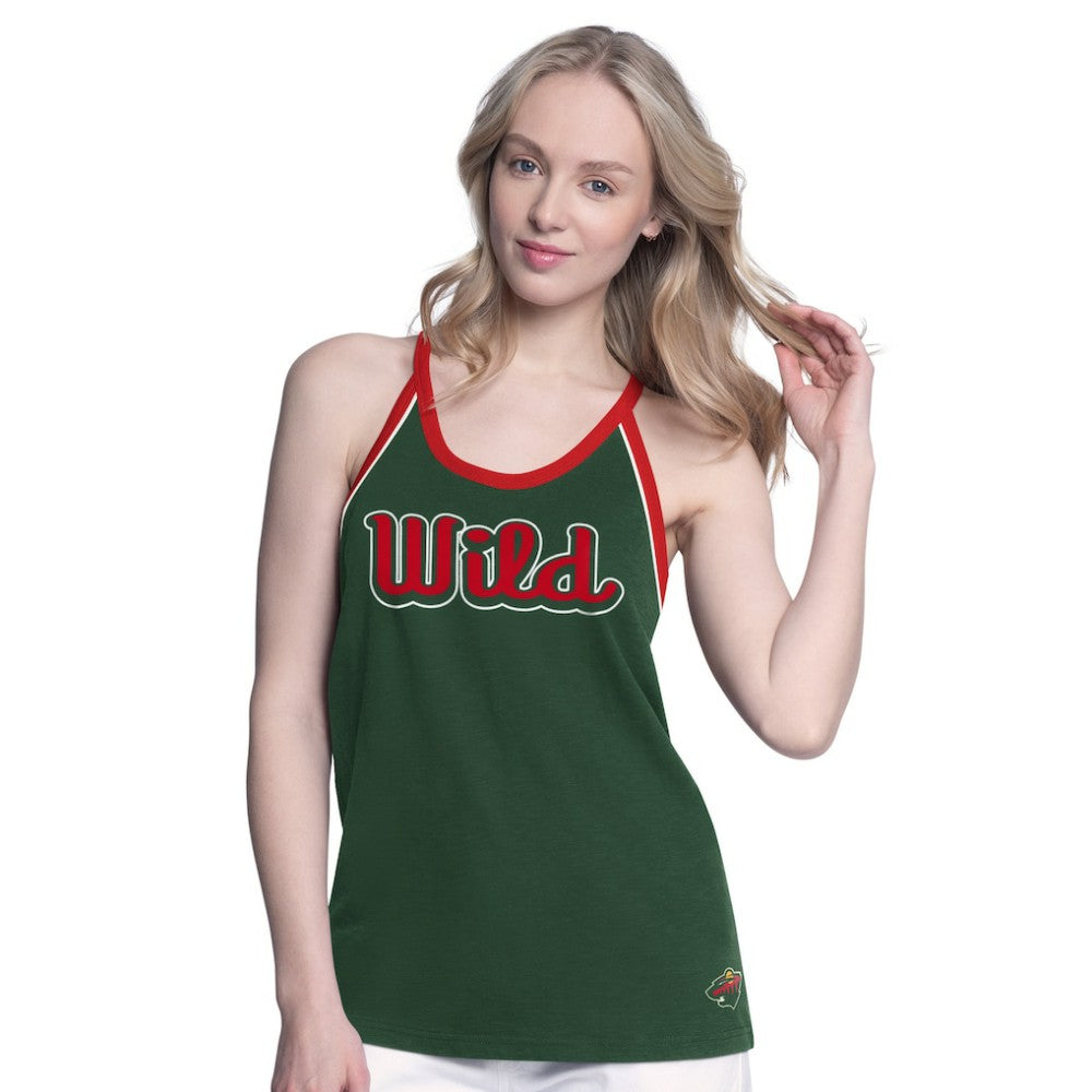Minnesota Wild G-III 4Her by Carl Banks Women's Curveball Racerback Scoop Neck Slub Tank Top - Green Tank Top