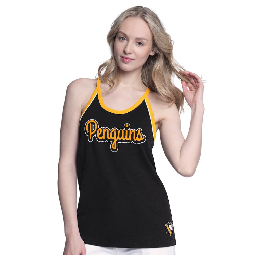 Pittsburgh Penguins G-III 4Her by Carl Banks Women's Curveball Racerback Scoop Neck Slub Tank Top - Black Tank Top