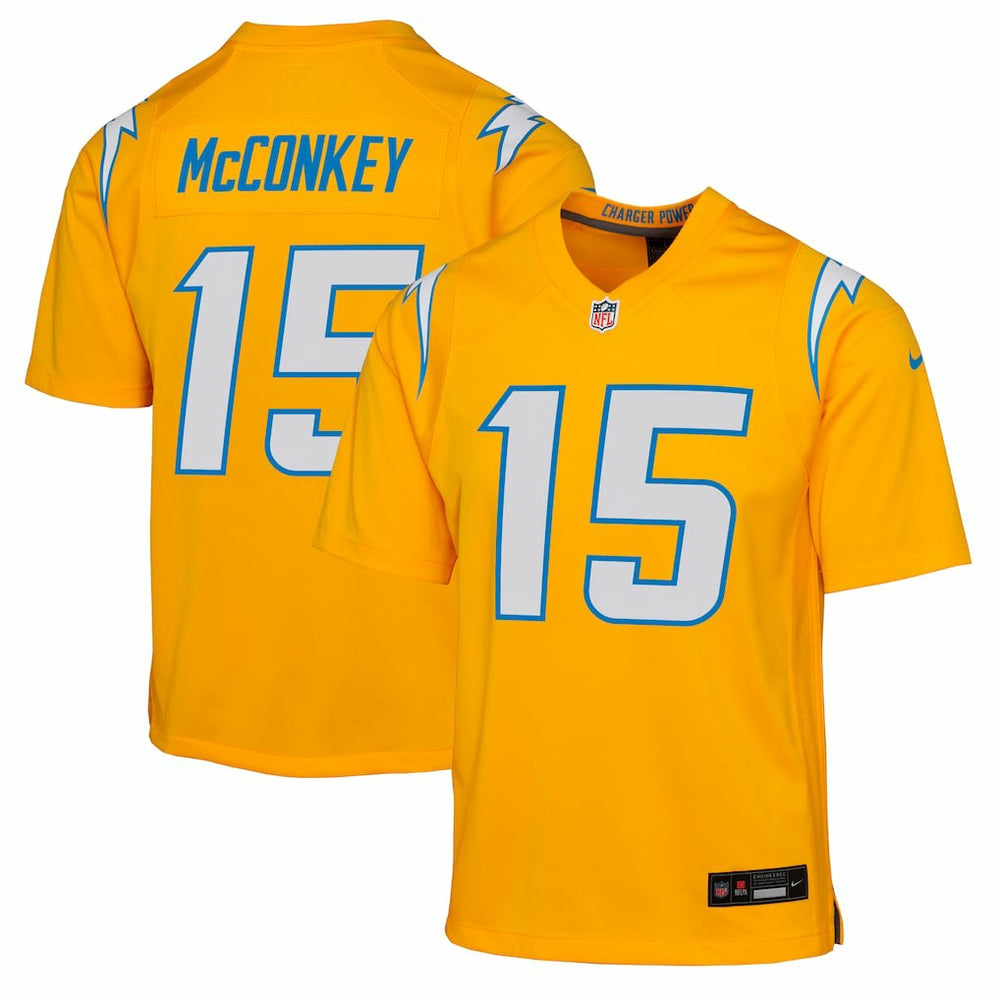 Ladd McConkey Los Angeles Chargers Youth Alternate Charger Power Game Player Jersey - Gold for sale