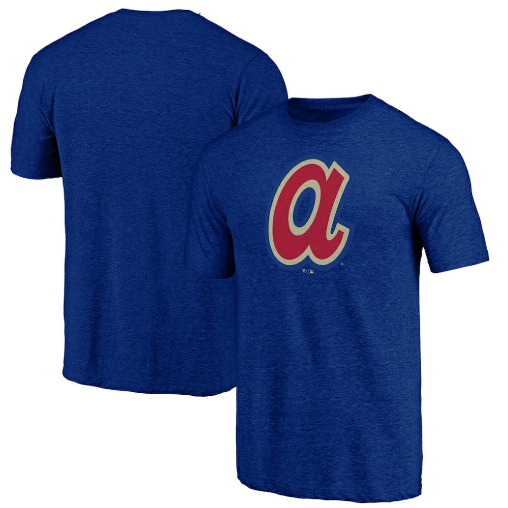 Atlanta Braves Cooperstown Official Logo Tri-Blend T-Shirt Royal