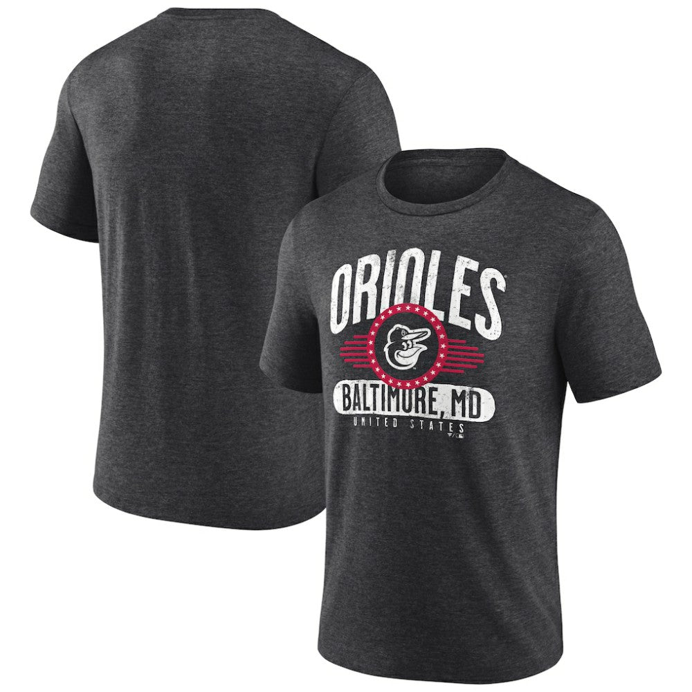 Baltimore Orioles Badge of Honor Tri-Blend T-Shirt Charcoal
