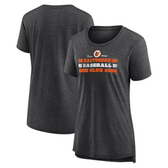 Baltimore Orioles Women's Power Swing Tri-Blend T-Shirt Gray