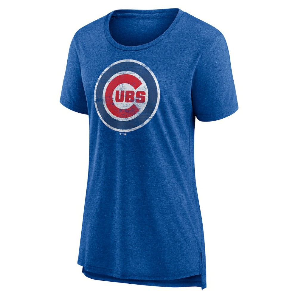 Chicago Cubs Women's Weathered Official Logo Tri-Blend T-Shirt Royal