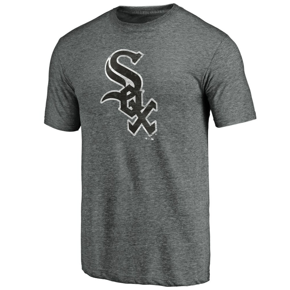 Chicago White Sox Weathered Official Logo Tri-Blend T-Shirt Heather Gray