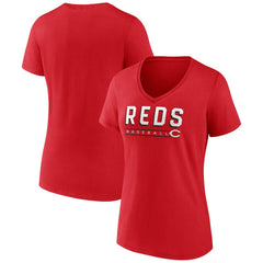 Cincinnati Reds Women's Primary Play V-Neck T-Shirt Red