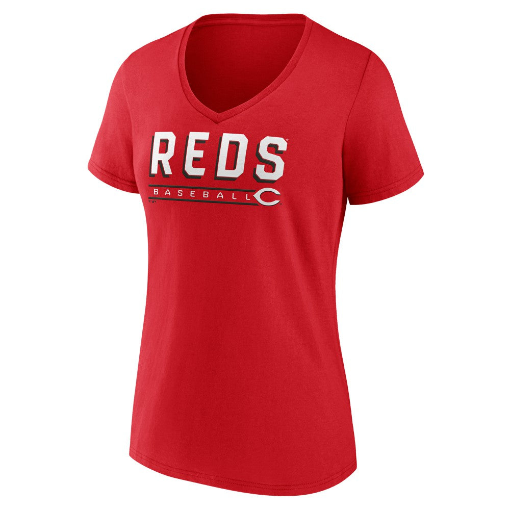 Cincinnati Reds Women's Primary Play V-Neck T-Shirt Red
