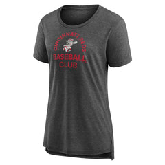 Cincinnati Reds Women's Selected First Tri-Blend T-Shirt Gray