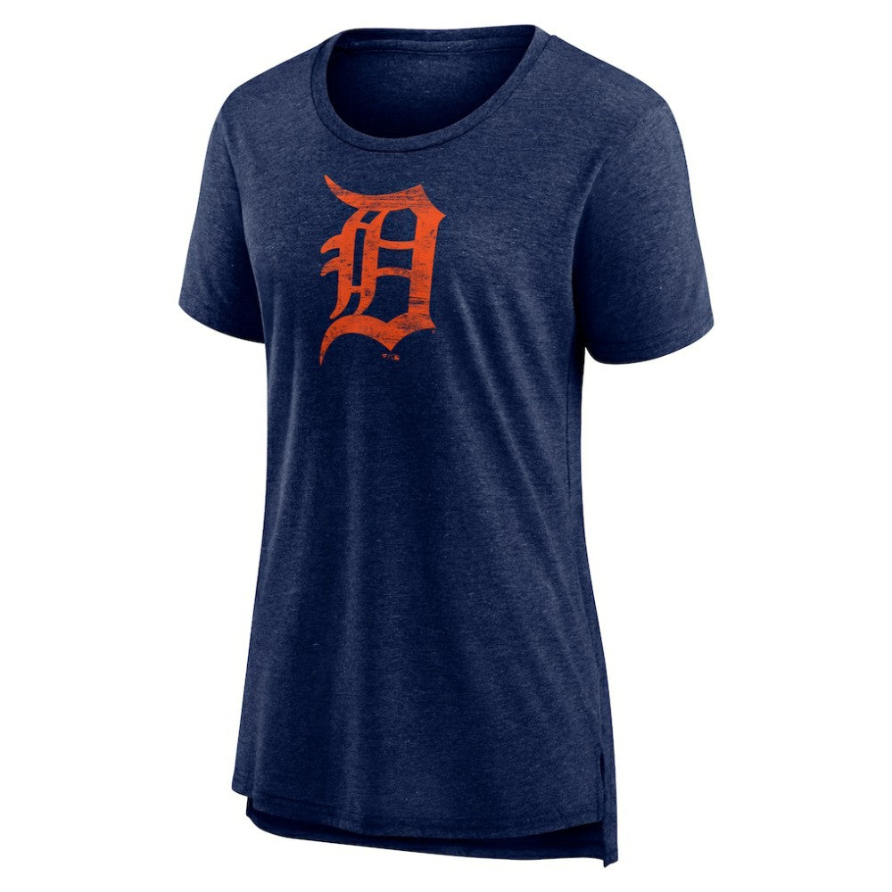 Detroit Tigers Women's Weathered Official Logo Tri-Blend T-Shirt Navy