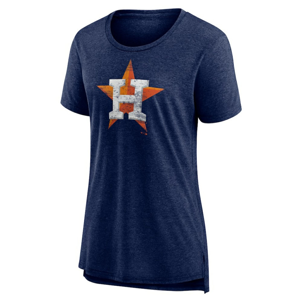 Houston Astros Women's Weathered Official Logo Tri-Blend T-Shirt Navy