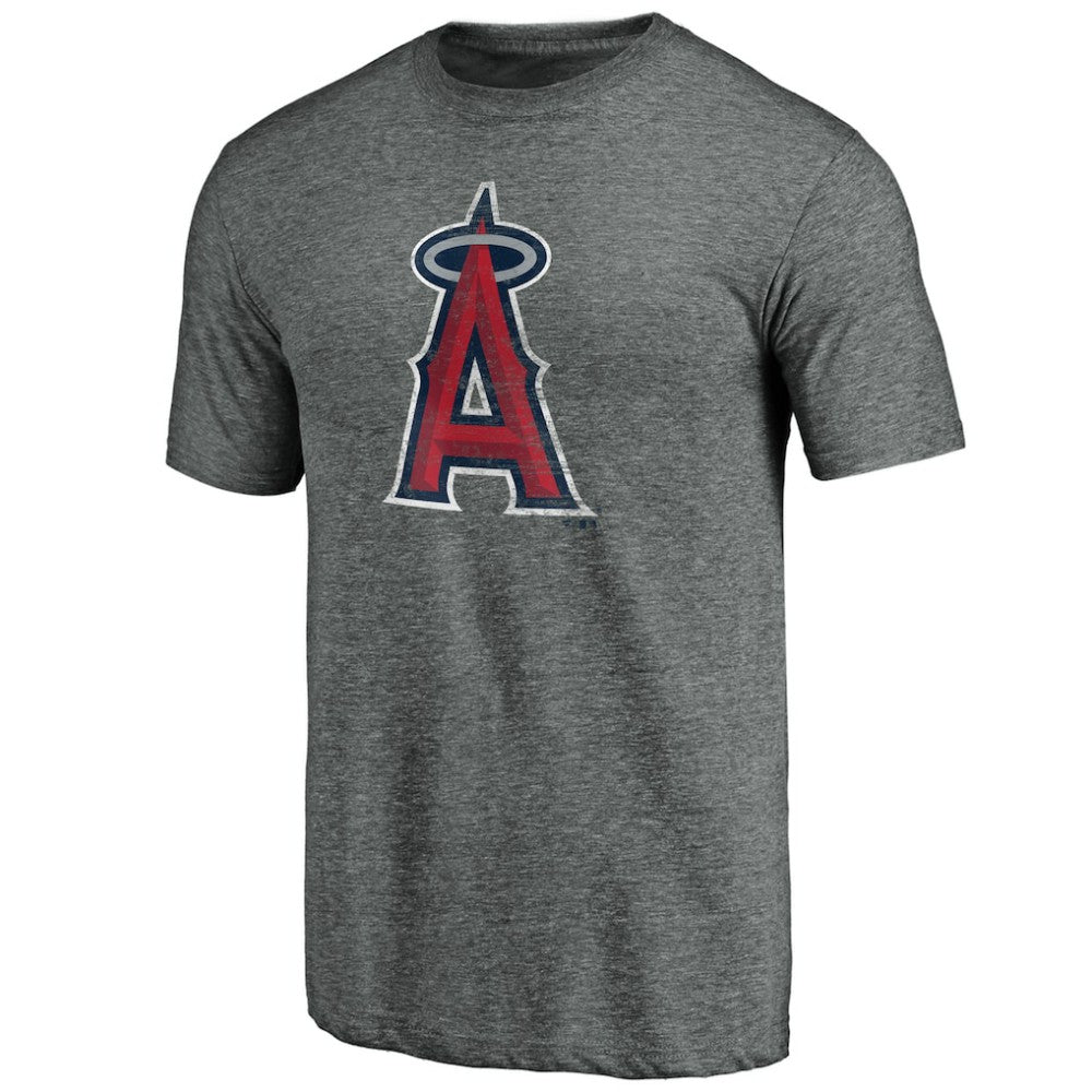 Los Angeles Angels Weathered Official Logo Tri-Blend T-Shirt Heather Gray