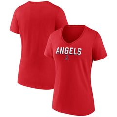 Los Angeles Angels Women's Primary Play V-Neck T-Shirt Red