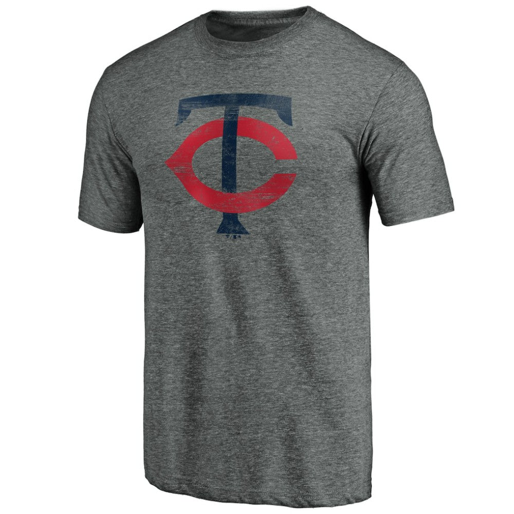 Minnesota Twins Weathered Official Logo Tri-Blend T-Shirt Heather Gray