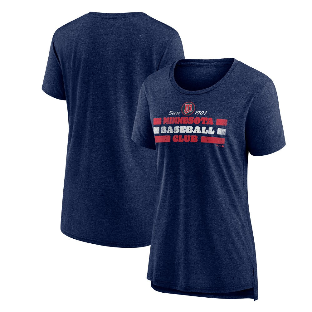 Minnesota Twins Women's Power Swing Tri-Blend T-Shirt Navy