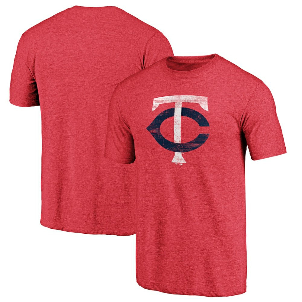 Minnesota Twins Weathered Official Logo Tri-Blend T-Shirt Red