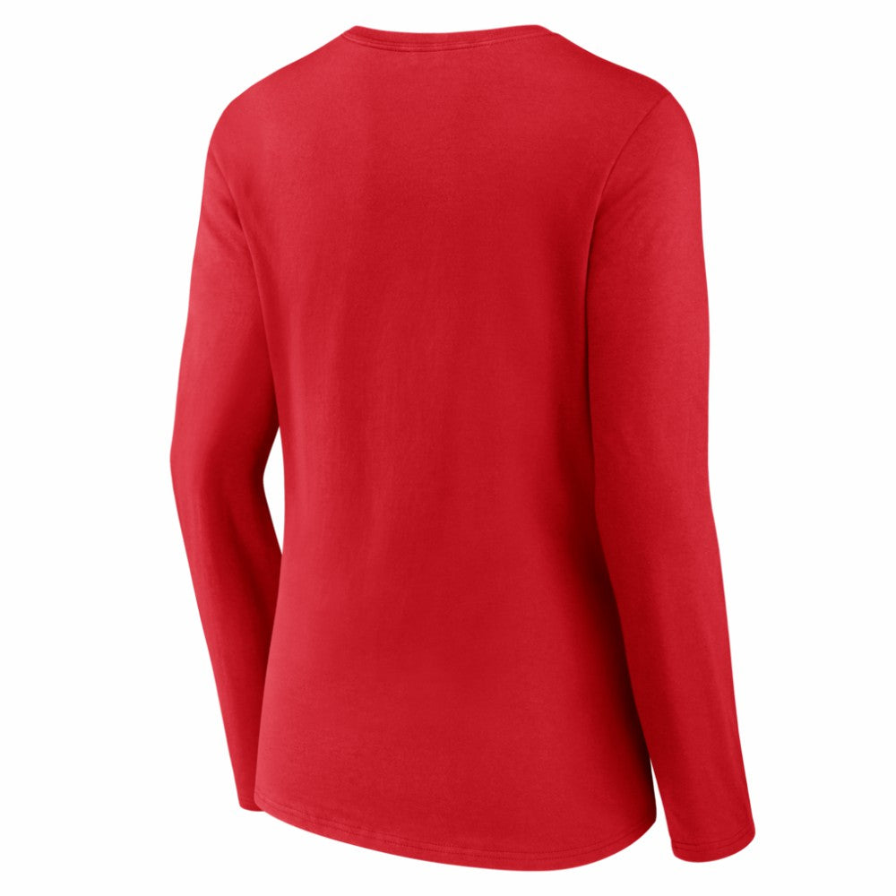 Philadelphia Phillies Women's Live For It Long Sleeve V-Neck T-Shirt Red