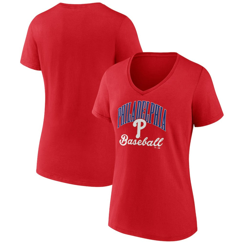 Philadelphia Phillies Women's Victory Script V-Neck T-Shirt Red