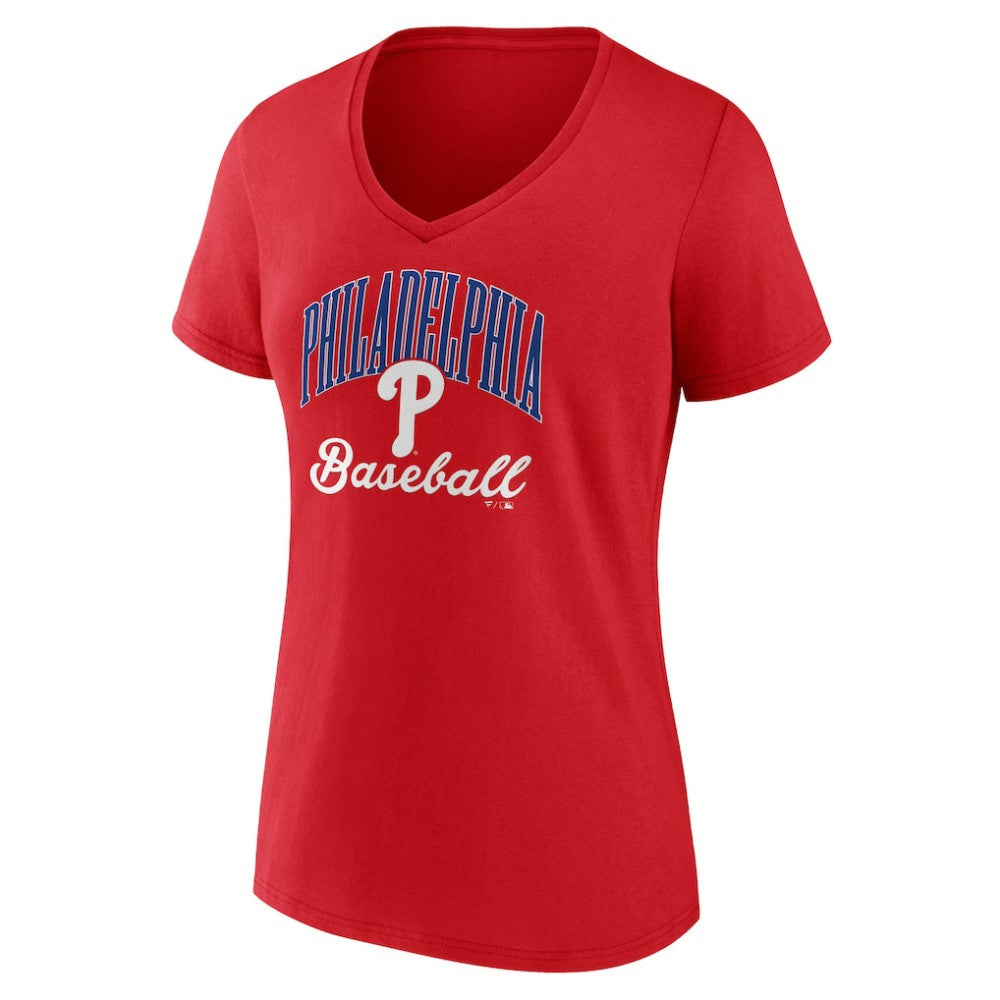Philadelphia Phillies Women's Victory Script V-Neck T-Shirt Red
