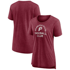 Philadelphia Phillies Women's Selected First Tri-Blend T-Shirt Burgundy