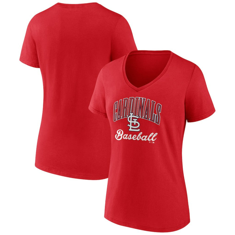St. Louis Cardinals Women's Victory Script V-Neck T-Shirt Red
