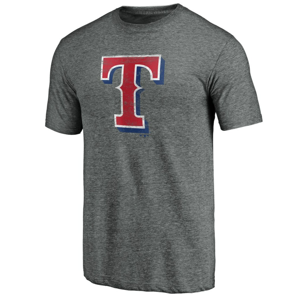 Texas Rangers Weathered Official Logo Tri-Blend T-Shirt Heather Gray