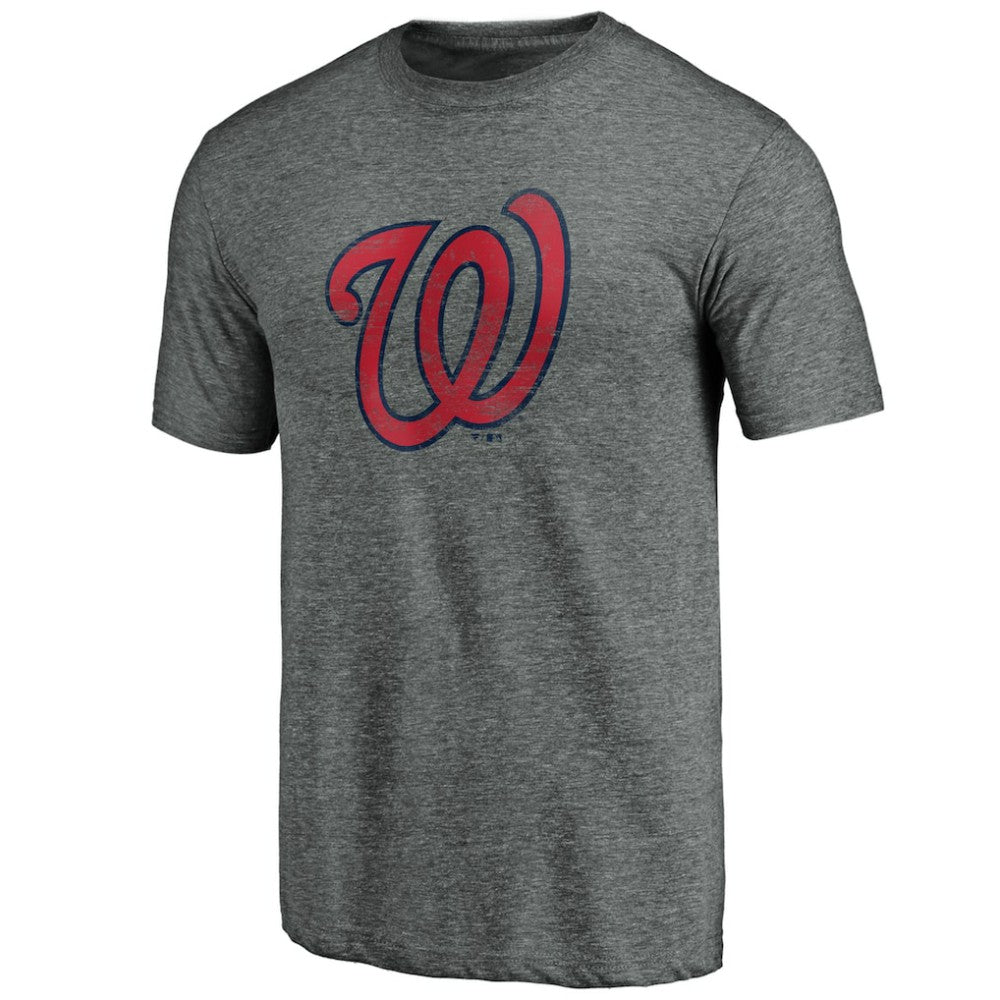 Washington Nationals Weathered Official Logo Tri-Blend T-Shirt Heather Gray